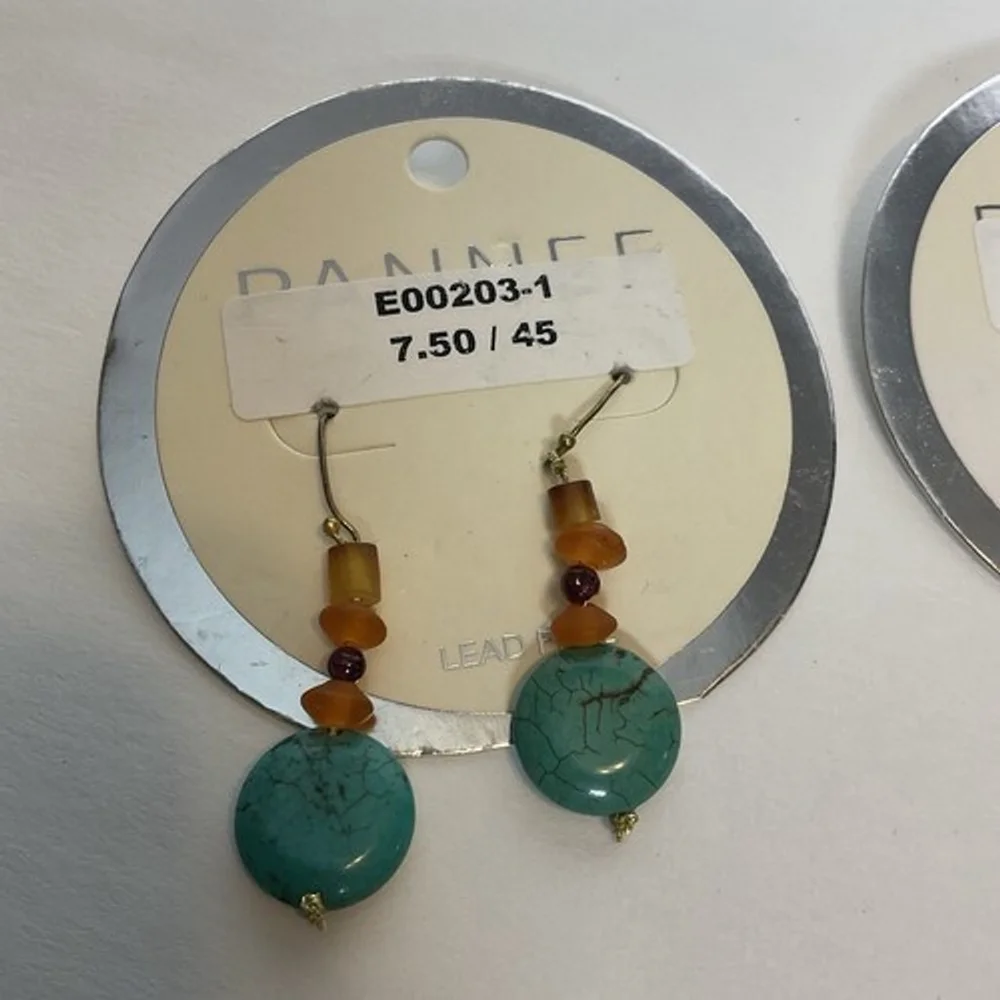 NWT Pannee Lot Of 2‎ Red/Blue Pierced Dangle Drop Bead/Beaded Costume Earrings